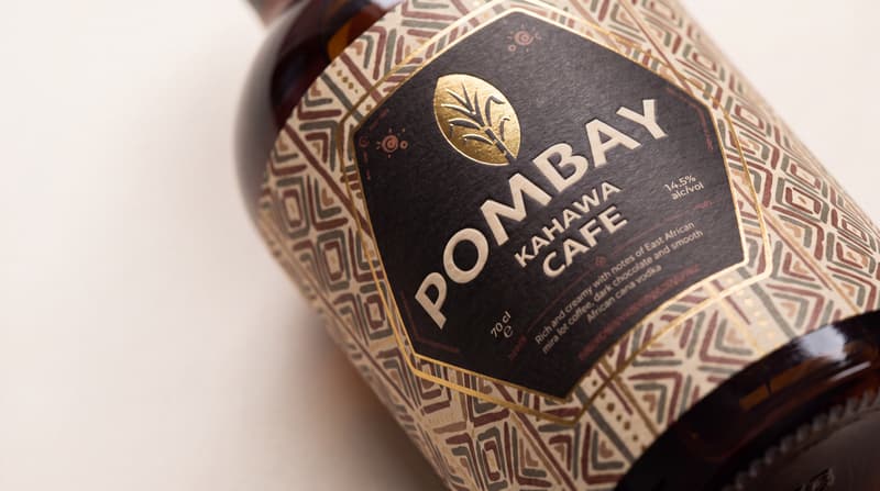 Close-up van een Pombay-etiket